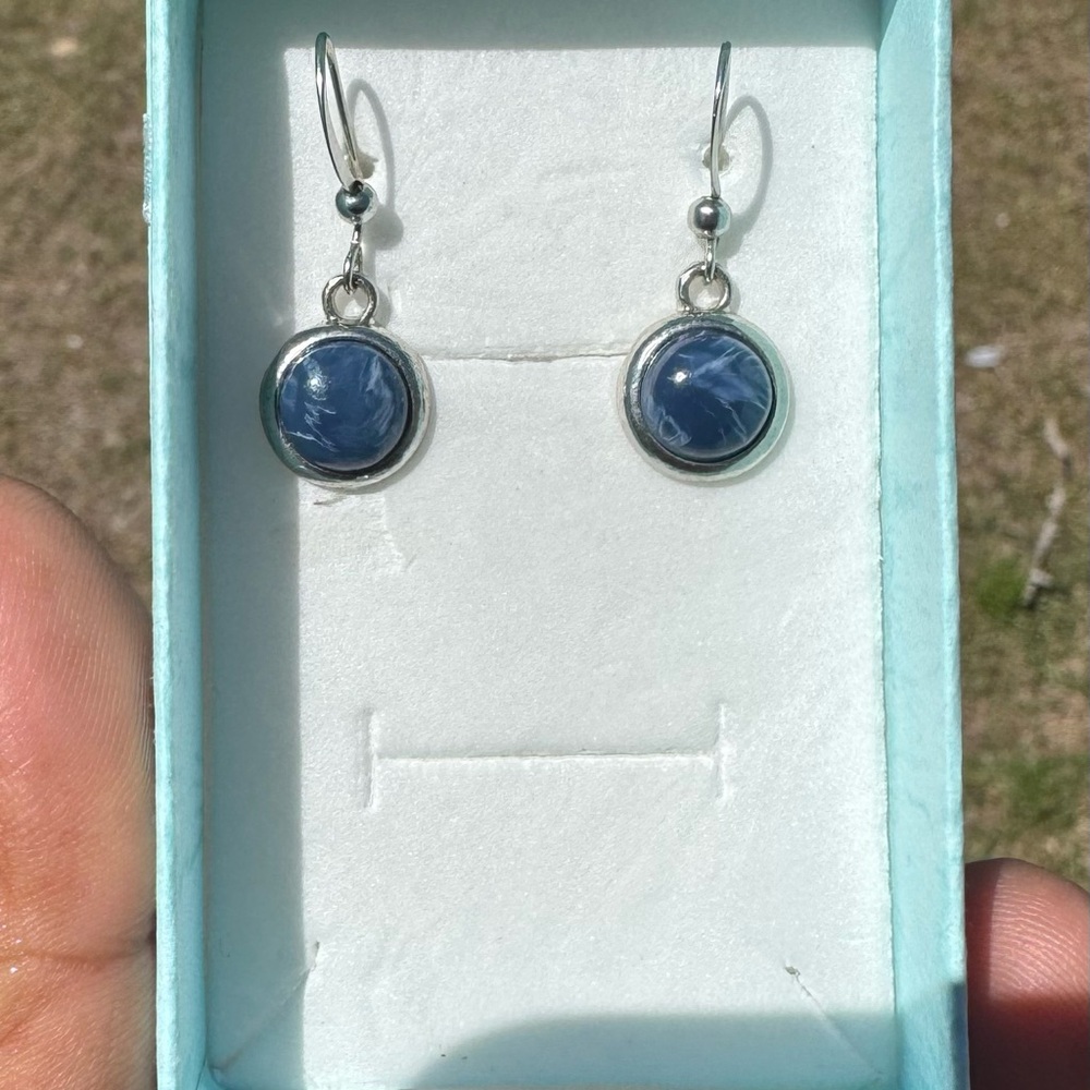 Elegant Silver and Natural Kyanite Earrings